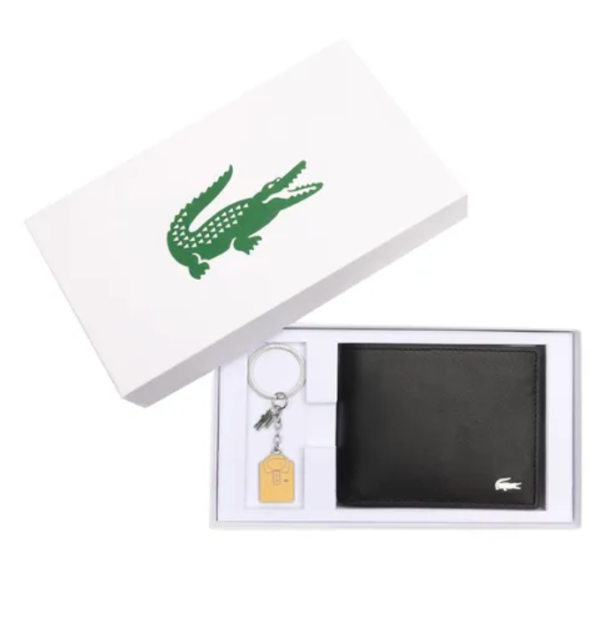 Ví Nam Lacoste FG Billfold And Keychain NH4480FG N21 Màu Đen - Quà tặng hàng hiệu