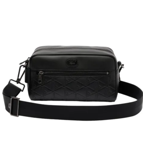 Túi Đeo Chéo Nam Lacoste Leather Monogram Print Pouch Purse NH4398MR Đen - Qùa tặng hàng hiệu