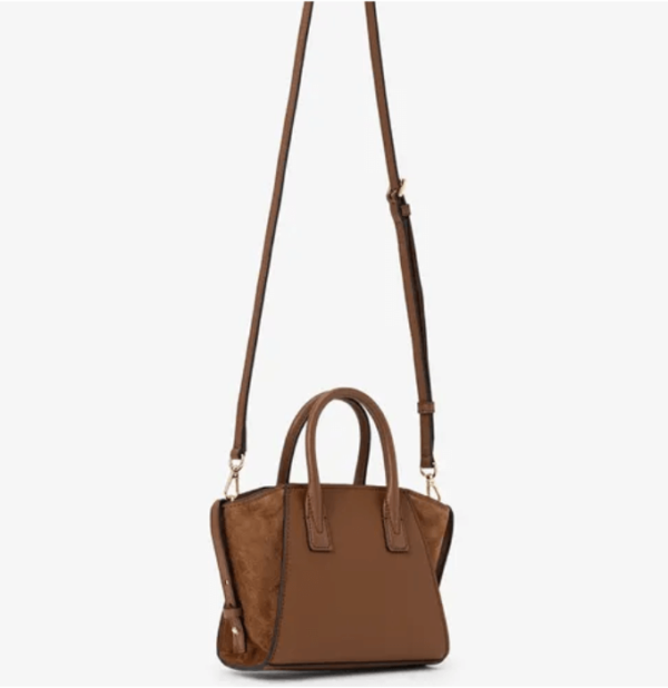 Túi Xách Nữ Michael Kors MK Avril Extra-Small Leather And Suede Satchel 35F4G4VC0L Nâu - quà tặng hàng hiệu