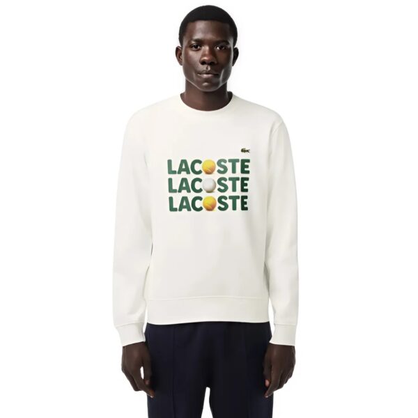 Áo Nỉ Sweater Nam Màu Trắng Printed Fleece Sweatshirt SH7421 70V Size 3 Lacoste