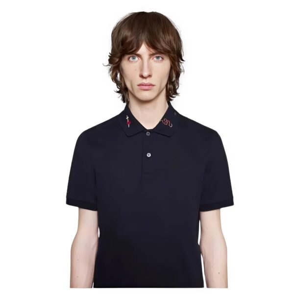 Áo Phông Màu Đen, Size L Embroidered Cotton Polo Gucci