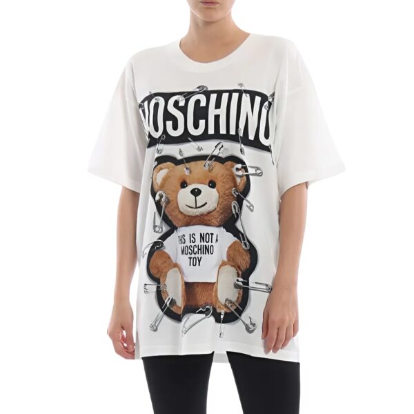 Áo Phông Màu Trắng White Cotton Teddy Bear Printed Tshirt Moschino