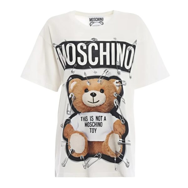 Áo Phông Màu Trắng White Cotton Teddy Bear Printed Tshirt Size XXS Moschino