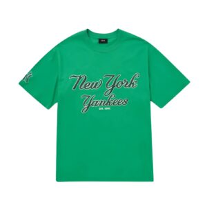 Áo Phông Màu Xanh Green Size M Cursive Overfit New York Yankees 3ATSR0224-50GNS MLB