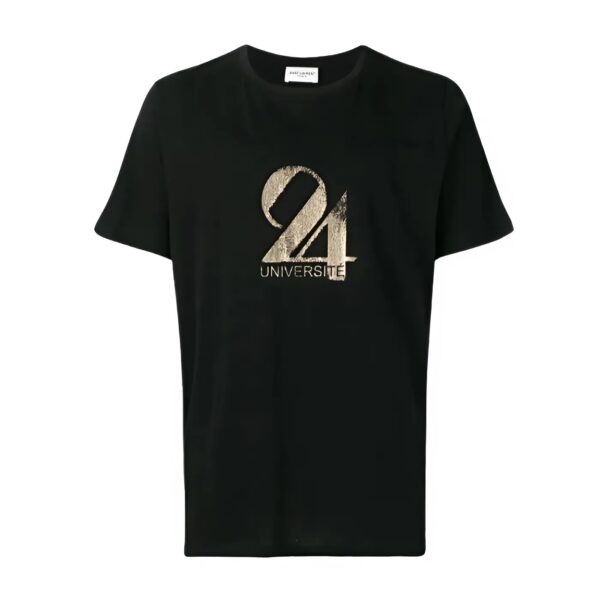 Áo Phông Nam Màu Đen 24 Universite Tee T-Shirt Yves Saint Laurent YSL