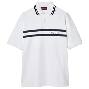 Áo Polo Nam Màu Trắng Cotton With Gucci Print Polo ‎Shirt 788016 XJGJX 9081 Màu Trắng Size S Gucci