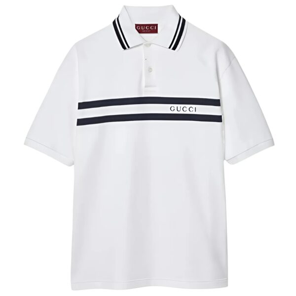 Áo Polo Nam Màu Trắng Cotton With Gucci Print Polo ‎Shirt 788016 XJGJX 9081 Màu Trắng Size S Gucci