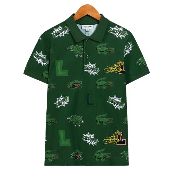 Áo Polo Nam Màu Xanh Lá Size 2 Crocodile Comic Print Shirt PH1464-PZ1 Lacoste