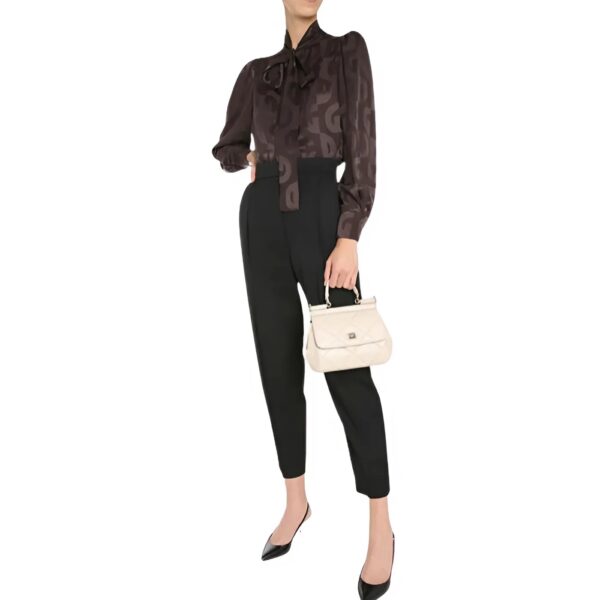 Áo Sơ Mi Nữ Màu Nâu Đậm Brown Silk Shirt F5N80T FJ1IA M0696 Size 36 Dolce and Gabbana