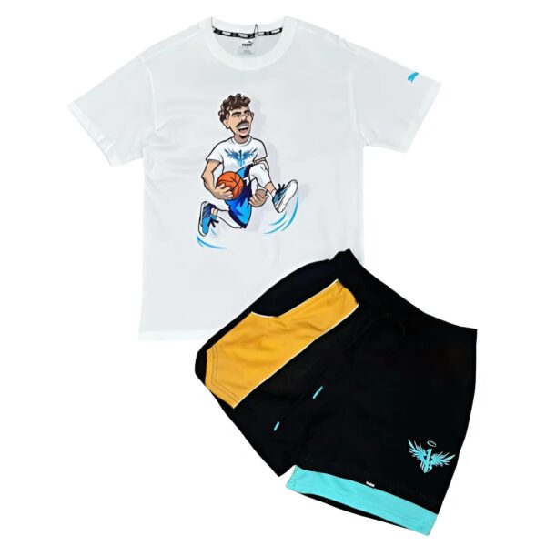 Bộ Quần Áo Thể Thao Nam Màu Trắng Đen Size SMelo Hornet Caricature In Multi Rare Ralph Short Puma