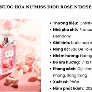 Mùi hương nước hoa Dior Miss Dior Rose N’roses Eau De Toilette 100ml