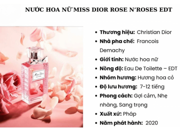 Mùi hương nước hoa Dior Miss Dior Rose N’roses Eau De Toilette 100ml