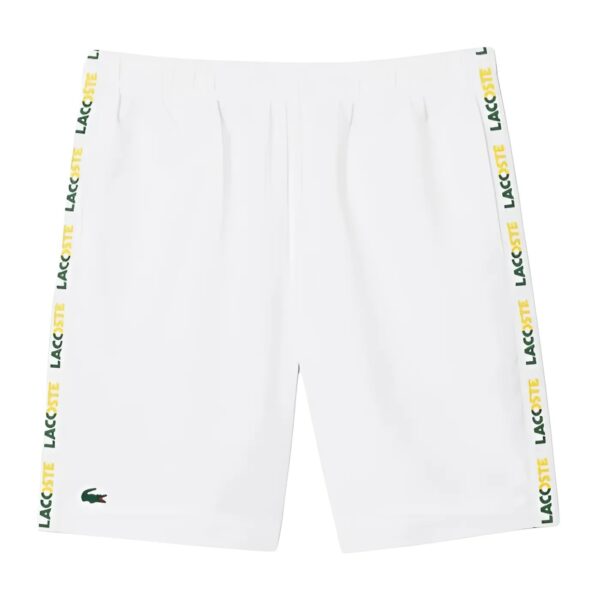 Quần Short Nam Màu Xanh Phối Trắng Size 4 Sportsuit Logo Stripe Tennis Shorts GH7443 737 Lacoste