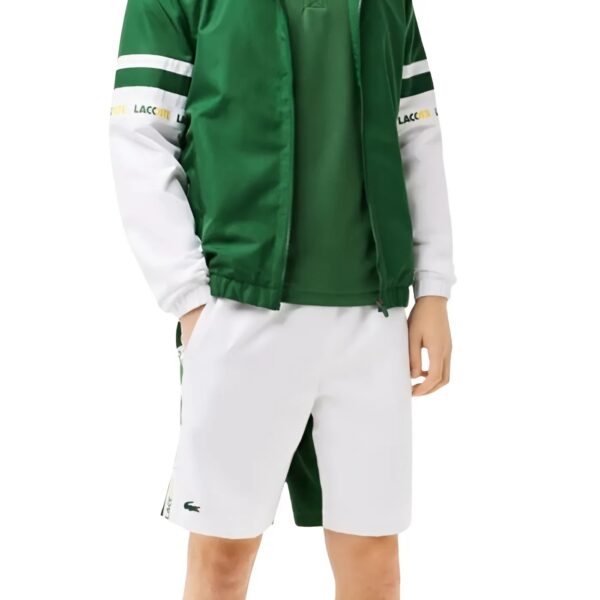 Quần Short Nam Màu Xanh Phối Trắng Sportsuit Logo Stripe Tennis Shorts GH7443 737 Lacoste